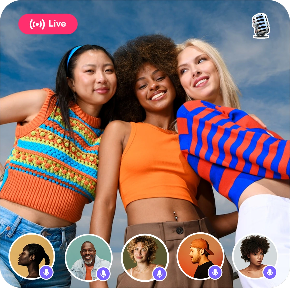 Friends in a live audio club